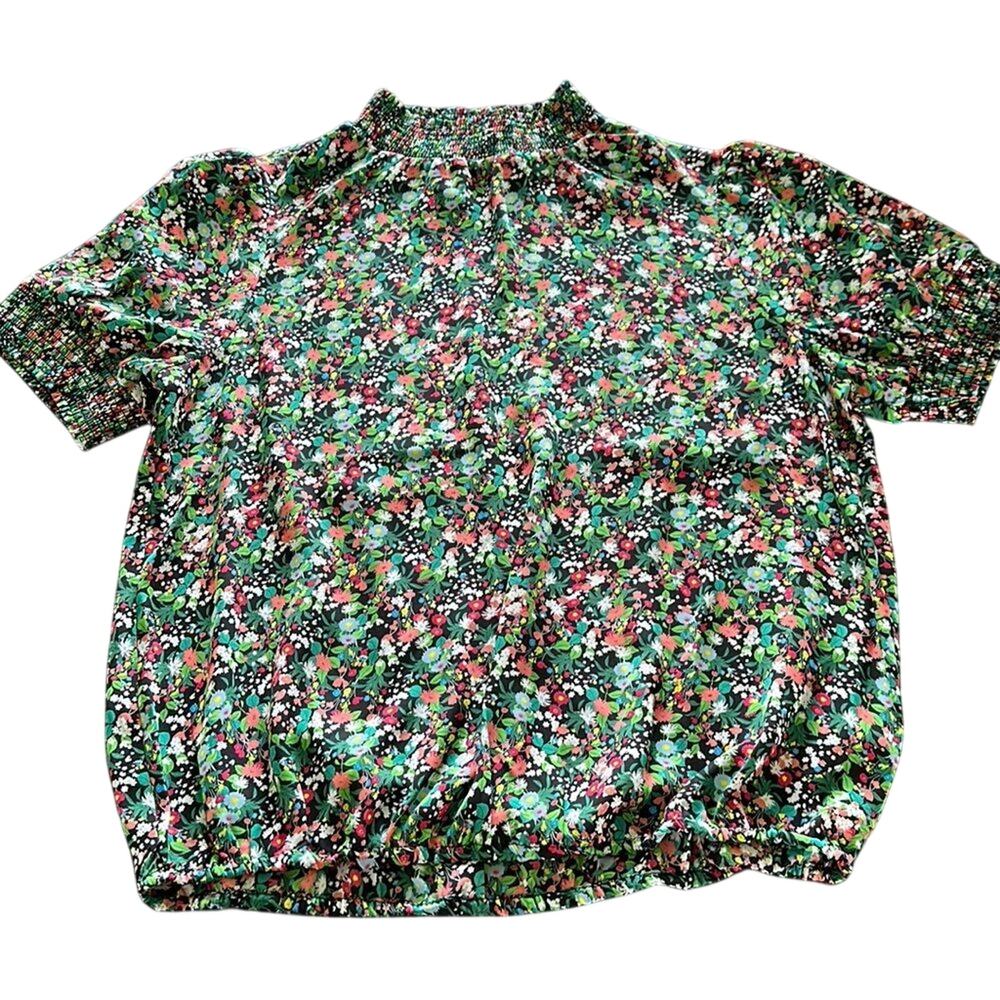 Cooper & Ella Floral Blouse Medium Short Sleeve Flowy (685)